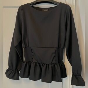 Storets Black Ruffle Hem Blouse